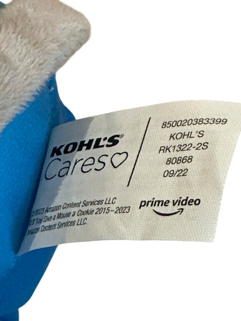 Kohls Cares If You Give A Mouse A Cookie Plush Toy Gray Mouse In Blue Overalls - Picture 5 of 7